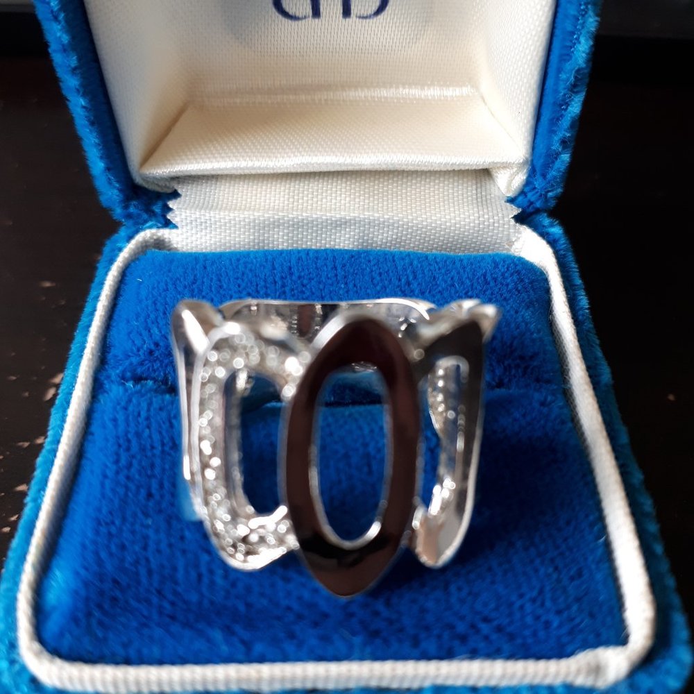 Lia Sophia Silver and CZ ring - Wide Band - Size 6